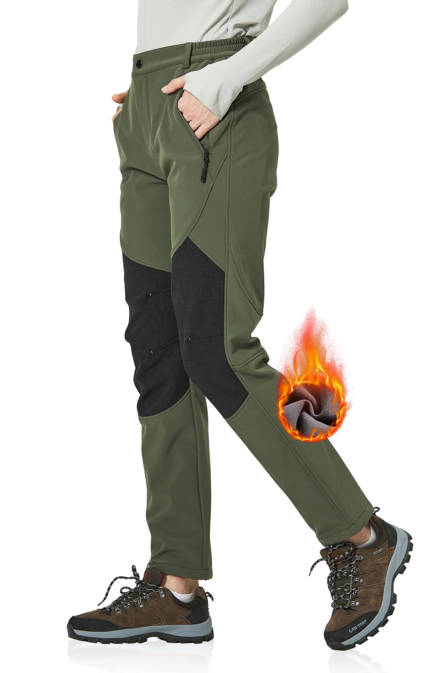 GymBrave Womens Outdoor Snow Ski Pants Waterproof Hiking Pants Fleece Lined Softshell Pants
