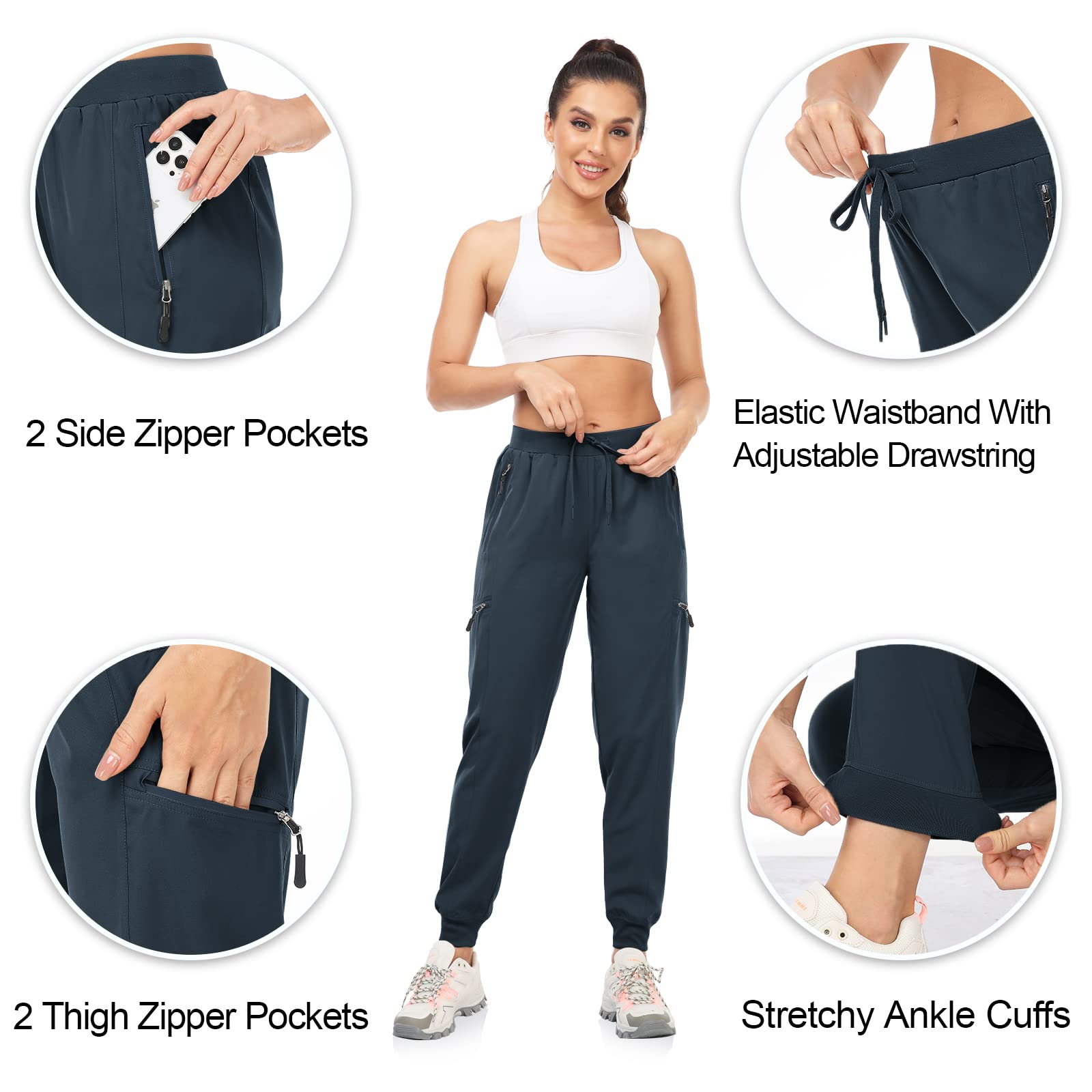GymBrave Women's Athletic Jogger Pants Running Track Workout Lightweight Quick Dry Jogging Hiking Active Walk Sports Pant