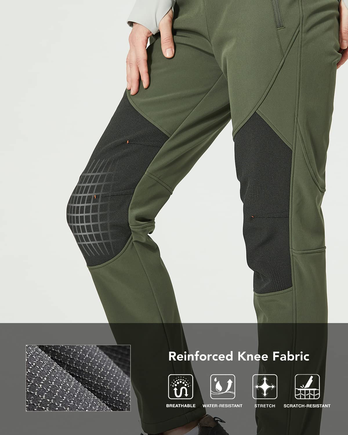 Women's Thermal Lined Waterproof Windproof Hiking Pants - Softshell